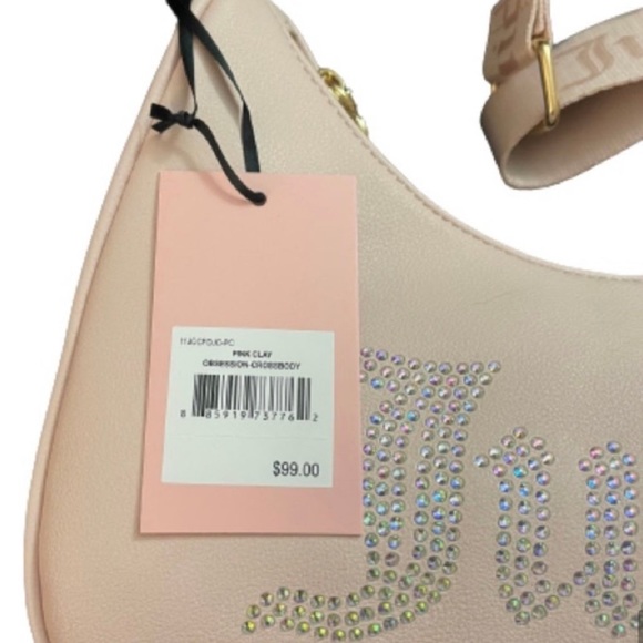 NEW Juicy Couture Pink Clay Obsession Crossbody Bag With Rhinestones+Gold - Picture 3 of 13